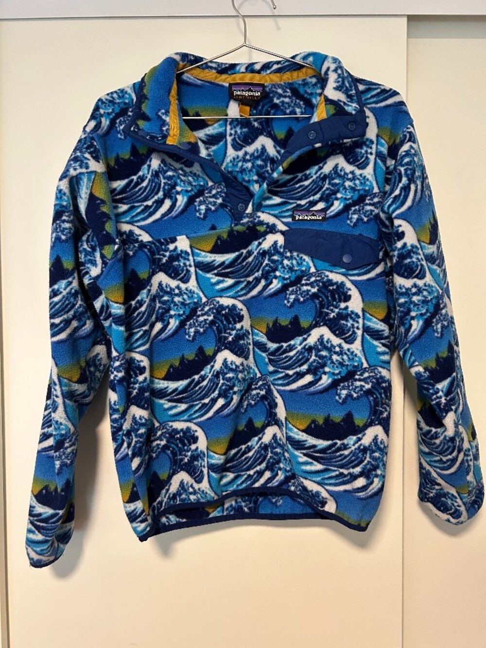 RARE Patagonia Synchilla Snap-T Fleece, Hokusai Great Wave Print, Size S